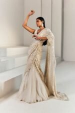Women's frill ruffle ready to wear saree for wedding mehandi party diwali haldi reception navratra gift. - Image 2