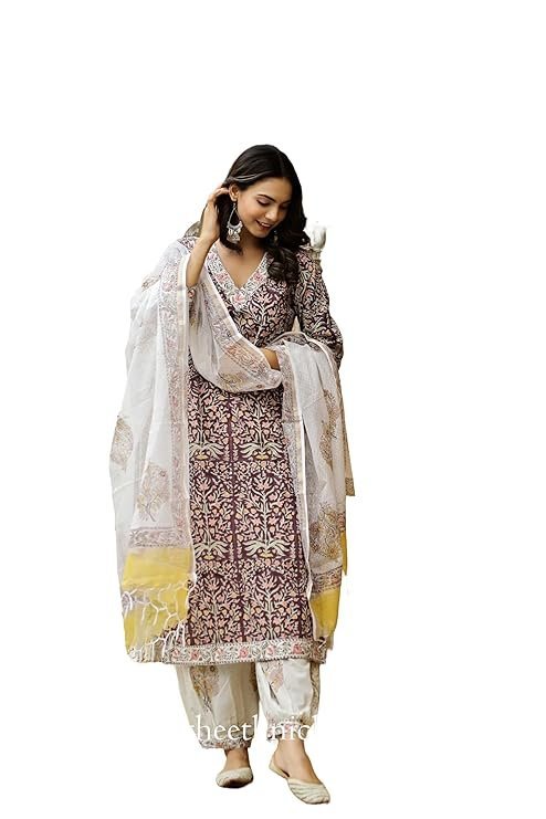 71PMOKOuf5L._SY741_ Fashionably Traditional, Comfortably Chic: Embrace Ethnic Fashion with Our Cotton Blend Ethnic Sets! - Image 1