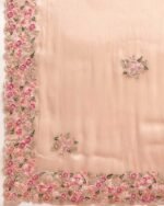 Mohey Peach Machine Resham & Zari Organza Saree Saree - Image 2