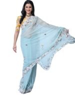 Embroidered Saree with Blouse Piece - Image 3