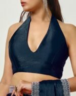 Soch Womens Teal Tissue Saree - Image 3