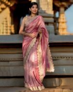 Women Banarasi Silk Saree with Contrast Border